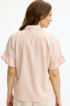 Kit - Skjortebluse med flæseærmer