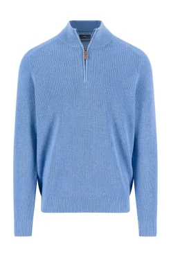 Klassisk strik i ribstruktur med half zip