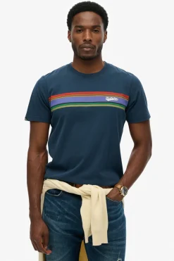 Kortærmet T-shirt med striber og logo