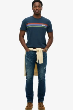 Kortærmet T-shirt med striber og logo