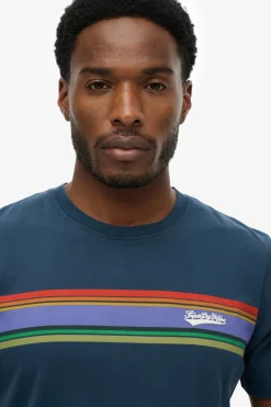 Kortærmet T-shirt med striber og logo