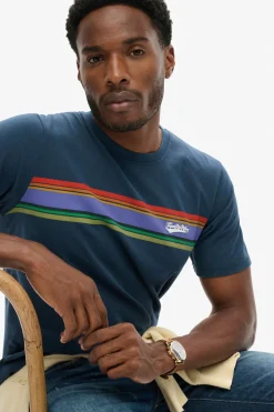 Kortærmet T-shirt med striber og logo