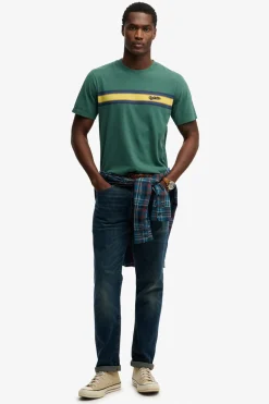 Kortærmet T-shirt med striber og logo