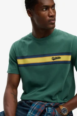 Kortærmet T-shirt med striber og logo