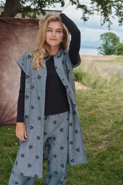 Liana - Vide bukser med bindebånd og blomsterprint