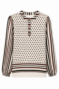 LYKKE - Prikket bluse med knapper