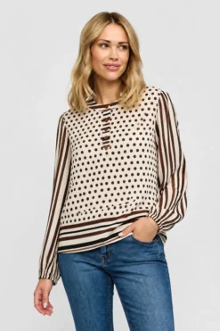 LYKKE - Prikket bluse med knapper
