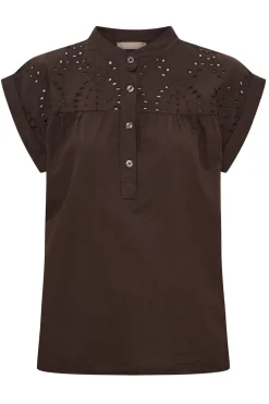 MdcRebekka - Bluse med broderi og kinakrave