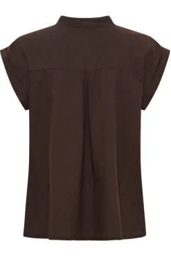 MdcRebekka - Bluse med broderi og kinakrave