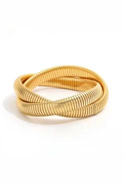Mila – Snoet slangearmring i bånddesign – 18K forgyldt