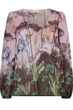 NUFOREST - Let bluse med kunstnerisk naturprint