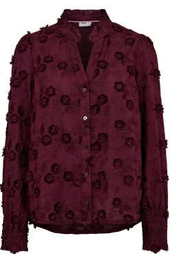 NULENEA - Langærmet bluse med blomster broderi