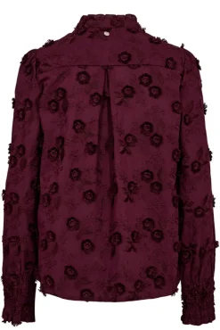 NULENEA - Langærmet bluse med blomster broderi