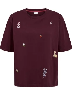 NUTENIA - Boxy t-shirt med broderede naturmotiver