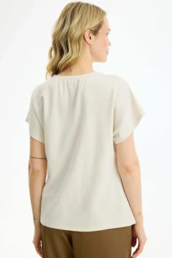 Paloma - Kortærmet bluse med rynke detalje