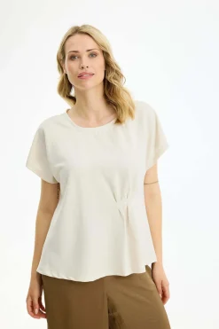 Paloma - Kortærmet bluse med rynke detalje