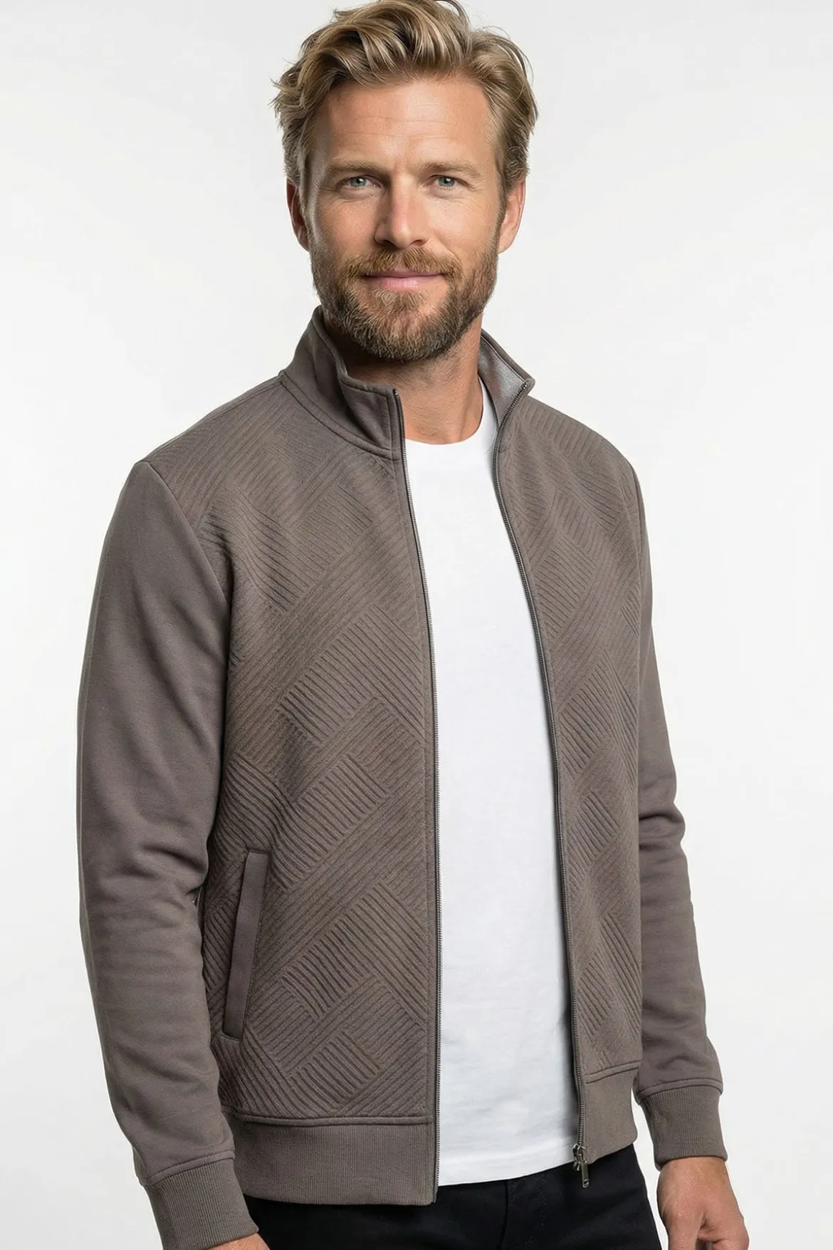 Planet - Sweatshirtjakke med struktur
