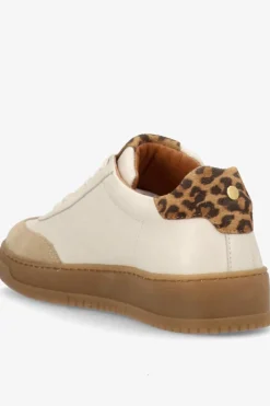 PRIME BEAT LS - Lav læder sneakers med leopard detalje