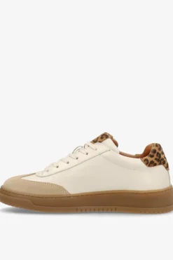PRIME BEAT LS - Lav læder sneakers med leopard detalje