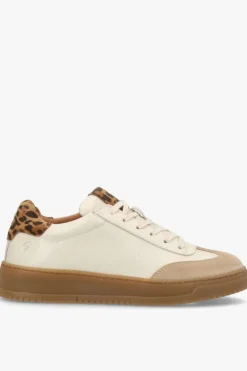 PRIME BEAT LS - Lav læder sneakers med leopard detalje