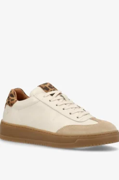 PRIME BEAT LS - Lav læder sneakers med leopard detalje