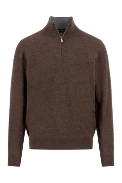 Pullover i uld og kashmir-blanding med half zip og høj krave