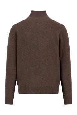 Pullover i uld og kashmir-blanding med half zip og høj krave