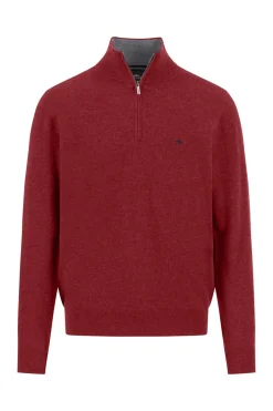 Pullover i uld og kashmir-blanding med half zip og høj krave