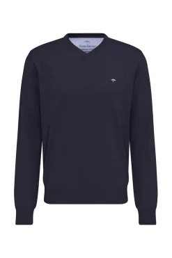 Pullover med V-hals og ribkant