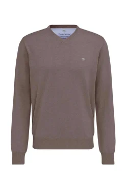 Pullover med V-hals og ribkant