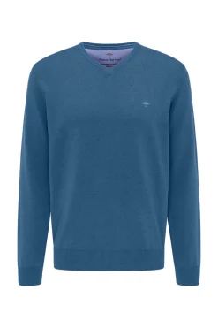 Pullover med V-hals og ribkant
