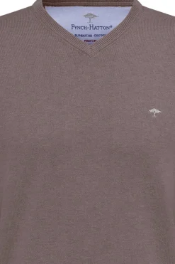 Pullover med V-hals og ribkant