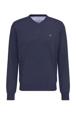 Pullover med V-hals og ribkant
