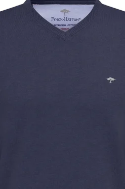 Pullover med V-hals og ribkant