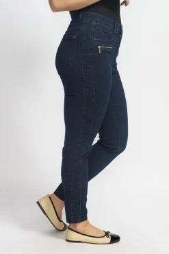 Rany - Strækbare bukser med høj talje og 7/8 længde - denimlook