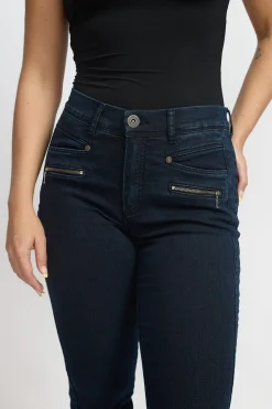 Rany - Strækbare bukser med høj talje og 7/8 længde - denimlook