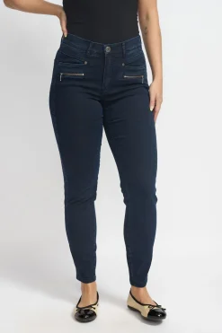 Rany - Strækbare bukser med høj talje og 7/8 længde - denimlook