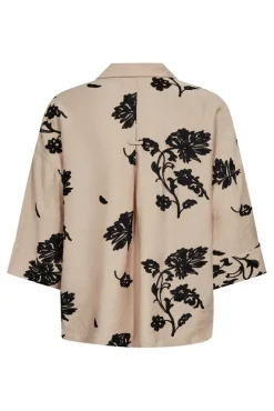 Rina - Skjortebluse med trekvartærmer og blomsterprint
