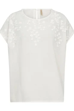 Rose – Kortærmet bluse med broderede blomster