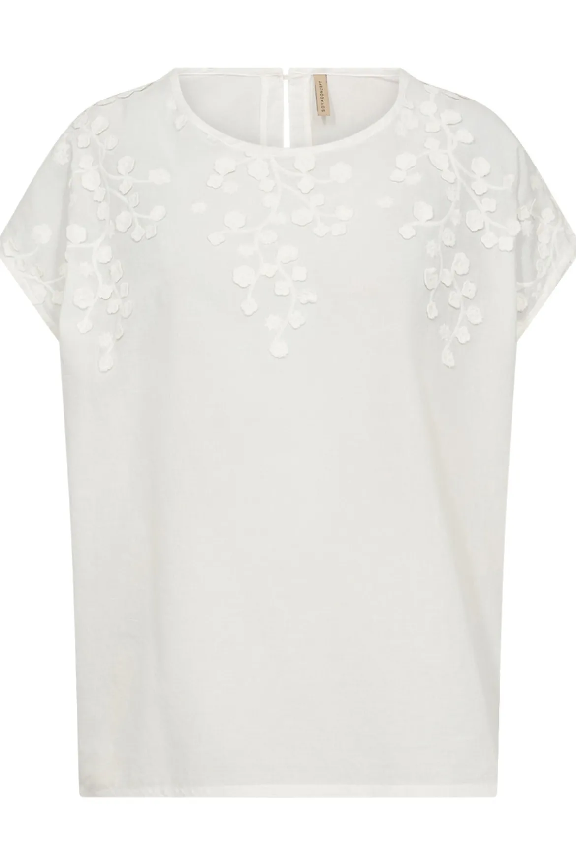 Rose – Kortærmet bluse med broderede blomster