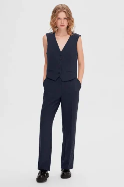 SELECTED FEMME SLFRITA MW WIDE PANT DARK SAP MEL NOOS