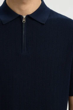 SLHCRAN - Kortærmet strik polo med zip