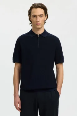 SLHCRAN - Kortærmet strik polo med zip