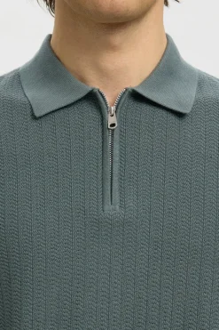 SLHCRAN - Kortærmet strik polo med zip