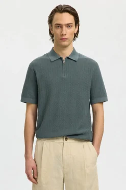 SLHCRAN - Kortærmet strik polo med zip