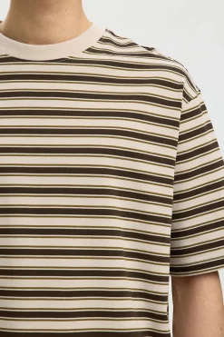 SLHRELAXASPEN - Stribet bomulds t-shirt med korte ærmer