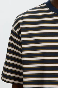 SLHRELAXASPEN - Stribet bomulds t-shirt med korte ærmer