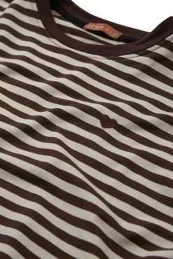 Stribet sweatshirt med hjerte på brystet