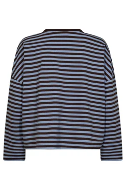 Stribet sweatshirt med hjerte på brystet