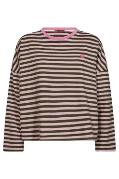 Stribet sweatshirt med hjerte på brystet